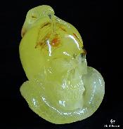 EXTREMELY RARE  Feather in Baltic Amber Carved Crystal Skull w/ Cobra Snake ORIGINAl