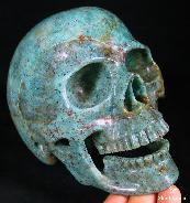 Chilean Chrysocolla, Huge 5.1" Chrysocolla Carved Crystal Singing Skull