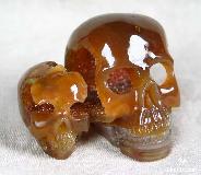 Stunning Hollow, Druse, Red Agate Geode Carved Crystal Double Skulls