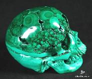 Amazing Pattern! 3.0" Malachite Carved Crystal Skull, GEODE SUPER Realistic