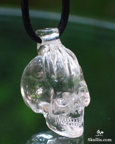 Quartz Rock Crystal Skull with Bones Pandant