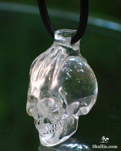 Quartz Rock Crystal Skull with Bones Pandant