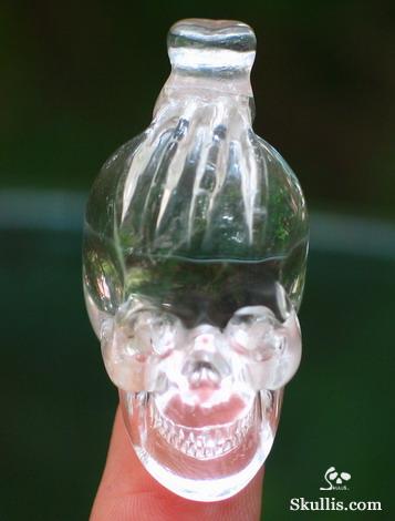 Quartz Rock Crystal Skull with Bones Pandant