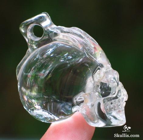 Quartz Rock Crystal Skull with Bones Pandant
