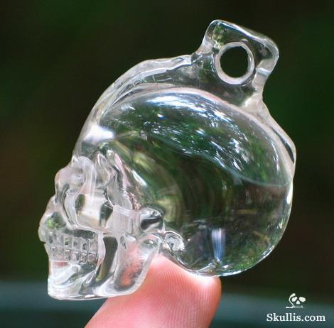 Quartz Rock Crystal Skull with Bones Pandant