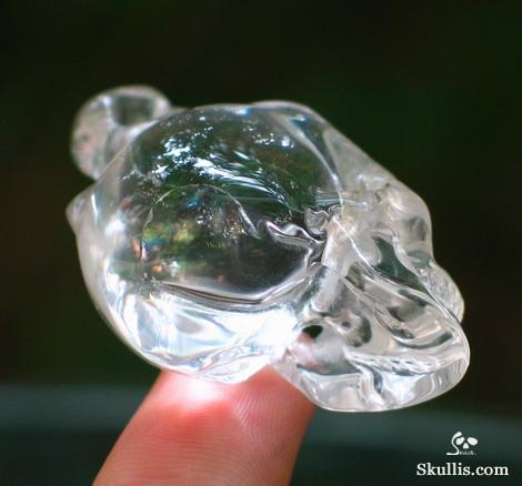 Quartz Rock Crystal Skull with Bones Pandant