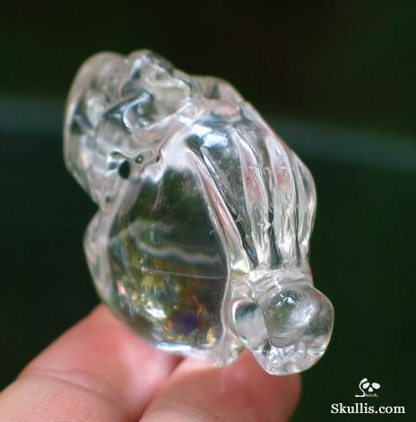 Quartz Rock Crystal Skull with Bones Pandant