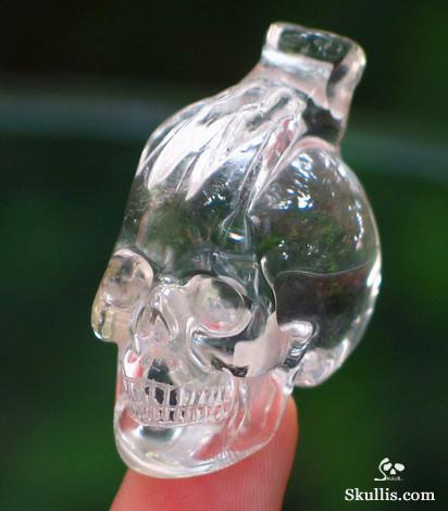 Quartz Rock Crystal Skull with Bones Pandant