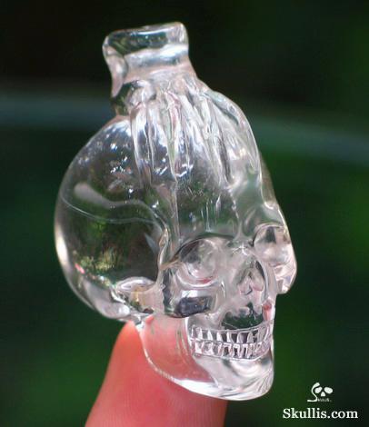 Quartz Rock Crystal Skull with Bones Pandant