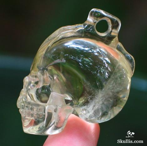 Citrine Skull with Bones Pendant