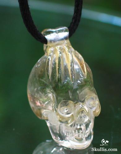 Citrine Skull with Bones Pendant