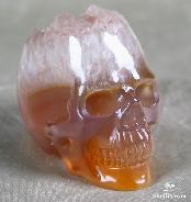 2.0" Red Agate Druse Carved Crystal Skull, Realistic