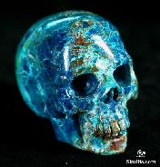 Gemstone, 1.6" American Chrysocolla Carved Crystal Skull, Realistic