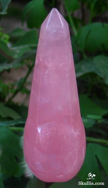 Pink Rose Quartz Rock Crystal Wand/Point Skull