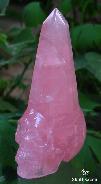 Finest Pink, 5.0" Pink Rose Quartz Rock Carved Crystal Wand/Point Skull