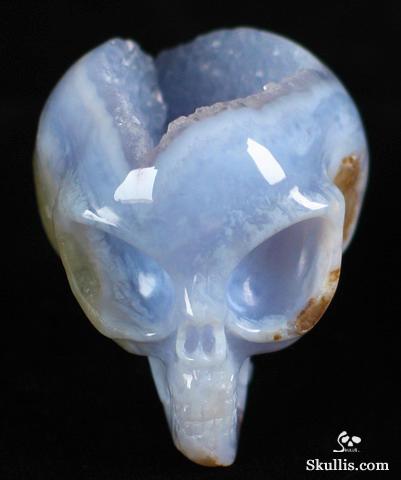 Blue Chalcedony Crystal Alien Skull