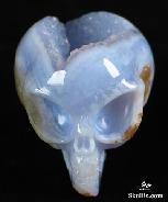 GEODE 1.7" Blue Chalcedony Carved Crystal Alien Skull, Gemstone