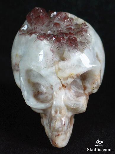 Quartz Rock Crystal with reds Druse Crystal Alien Skull