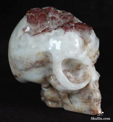 Quartz Rock Crystal with reds Druse Crystal Alien Skull