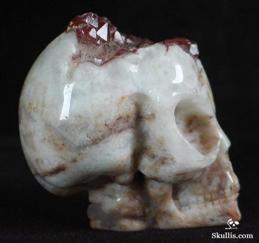 Quartz Rock Crystal with reds Druse Crystal Alien Skull