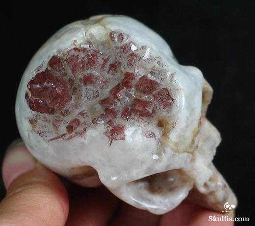 Quartz Rock Crystal with reds Druse Crystal Alien Skull
