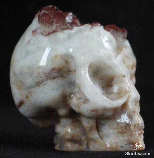Quartz Rock Crystal with reds Druse Crystal Alien Skull