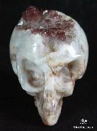 Drusy, 2.2" Quartz Rock Crystal with reds Druse Carved Crystal Alien Skull
