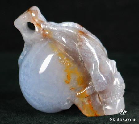 Blue Lace Agate Skull with Bones Pandant