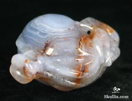 Blue Lace Agate Skull with Bones Pandant
