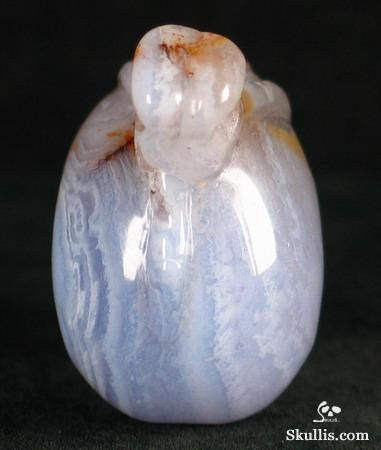 Blue Lace Agate Skull with Bones Pandant