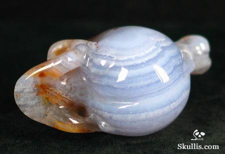 Blue Lace Agate Skull with Bones Pandant