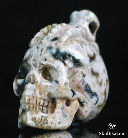 Ocean Jasper Skull with Bones Pandant