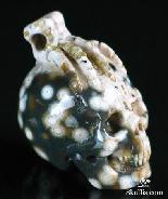 Ocean Jasper Carved Skull with Bones Pandant, Crystal