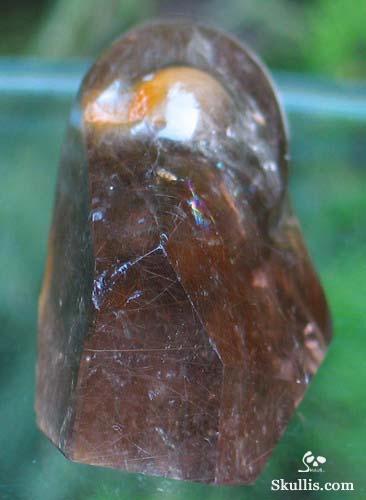 Smoky & Rutilated Quartz Rock Crystal Alien Skull