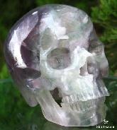 Huge 5.2" Fluorite Carved Crystal Skull, Super Realistic