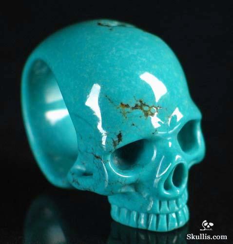 Turquoise Crystal Skull Ring