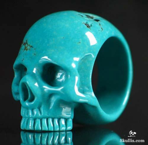 Turquoise Crystal Skull Ring