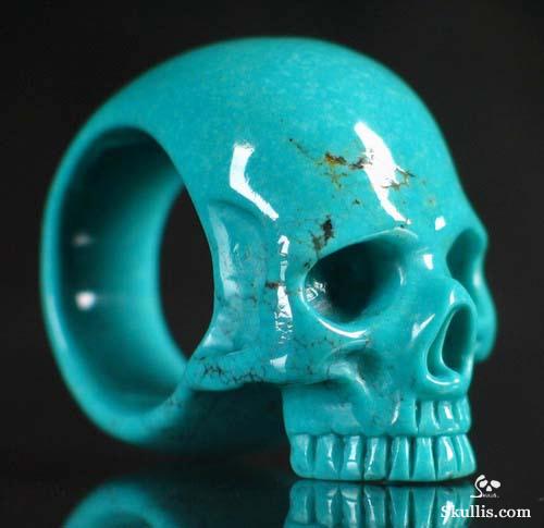 Turquoise Crystal Skull Ring