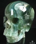 Huge 4.8" Fluorite Carved Crystal Skull with Spine, Super Realistic