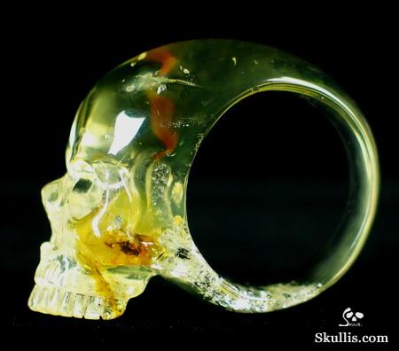Baltic Amber Crystal Skull Ring