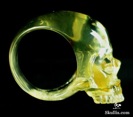 Baltic Amber Crystal Skull Ring