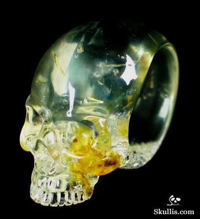 Baltic Amber Crystal Skull Ring