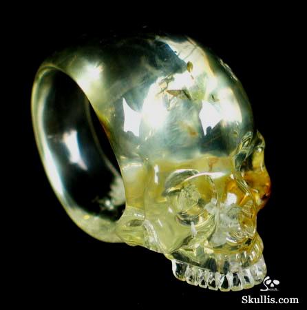 Baltic Amber Crystal Skull Ring