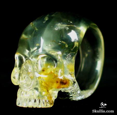 Baltic Amber Crystal Skull Ring
