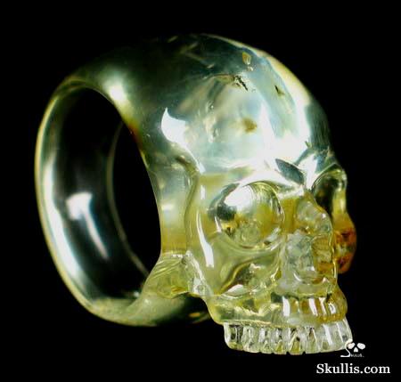 Baltic Amber Crystal Skull Ring
