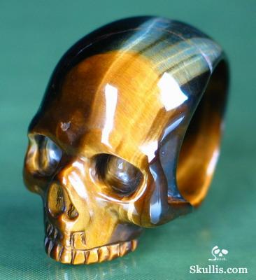 Tiger' Eye Crystal Skull Ring