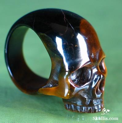 Tiger' Eye Crystal Skull Ring