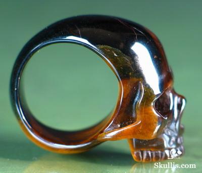 Tiger' Eye Crystal Skull Ring