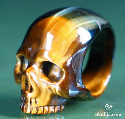 Tiger' Eye Crystal Skull Ring