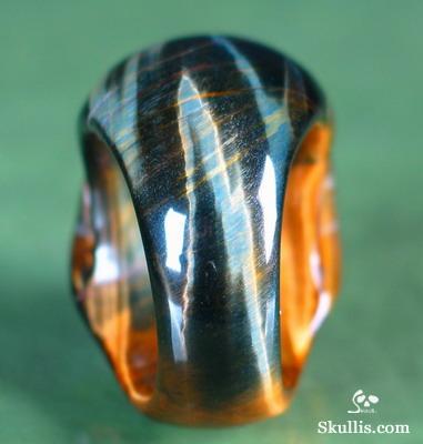 Tiger' Eye Crystal Skull Ring
